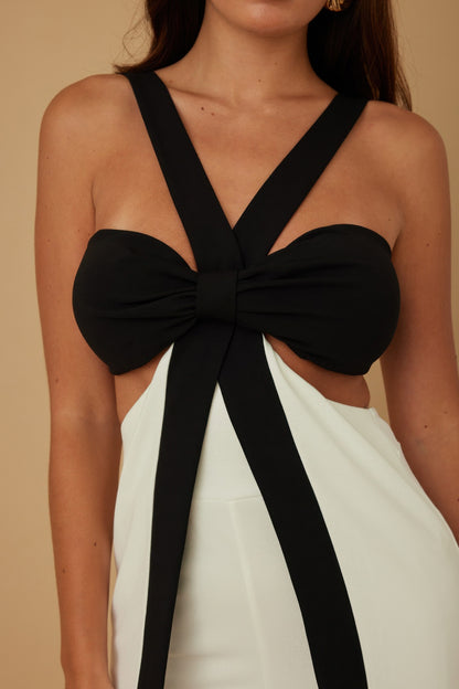 X Ribbon Open Jumpsuit - Tigbul's Variety Fashion Shop