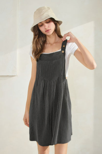 Prime Ribbed Knit Overall Romper - Tigbul's Variety Fashion Shop