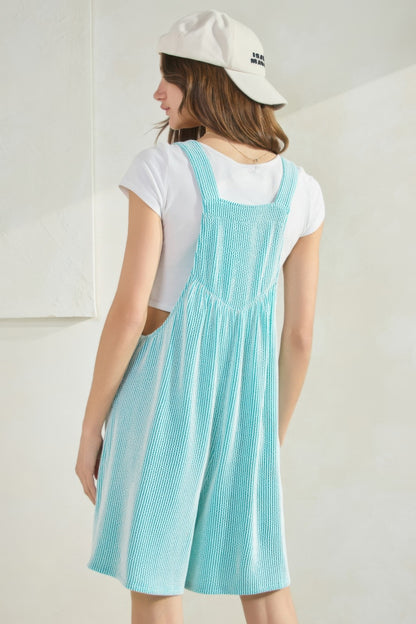 Prime Ribbed Knit Overall Romper - Tigbul's Variety Fashion Shop