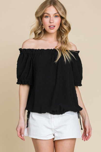 Airflow Dot Off-shoulder Fashion Top - Tigbul's Variety Fashion Shop