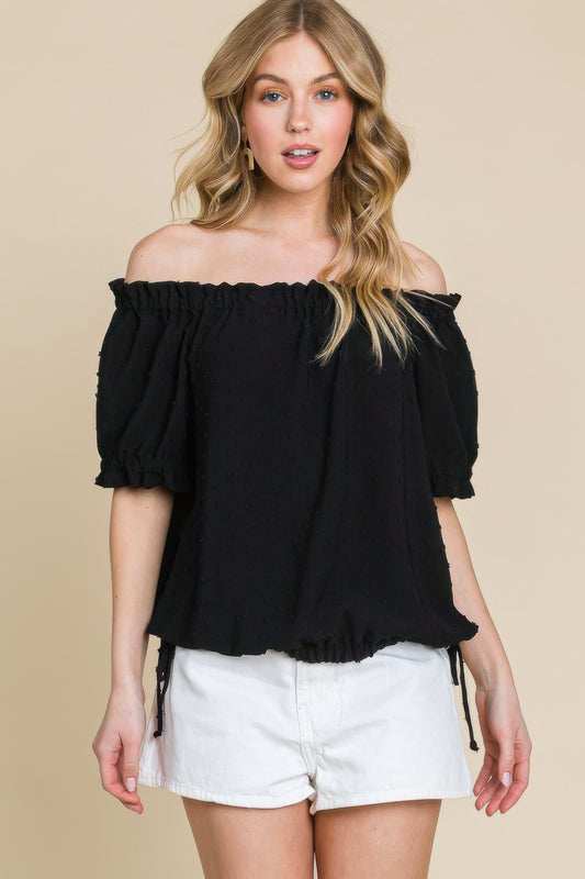 Airflow Dot Off-shoulder Fashion Top - Tigbul's Variety Fashion Shop