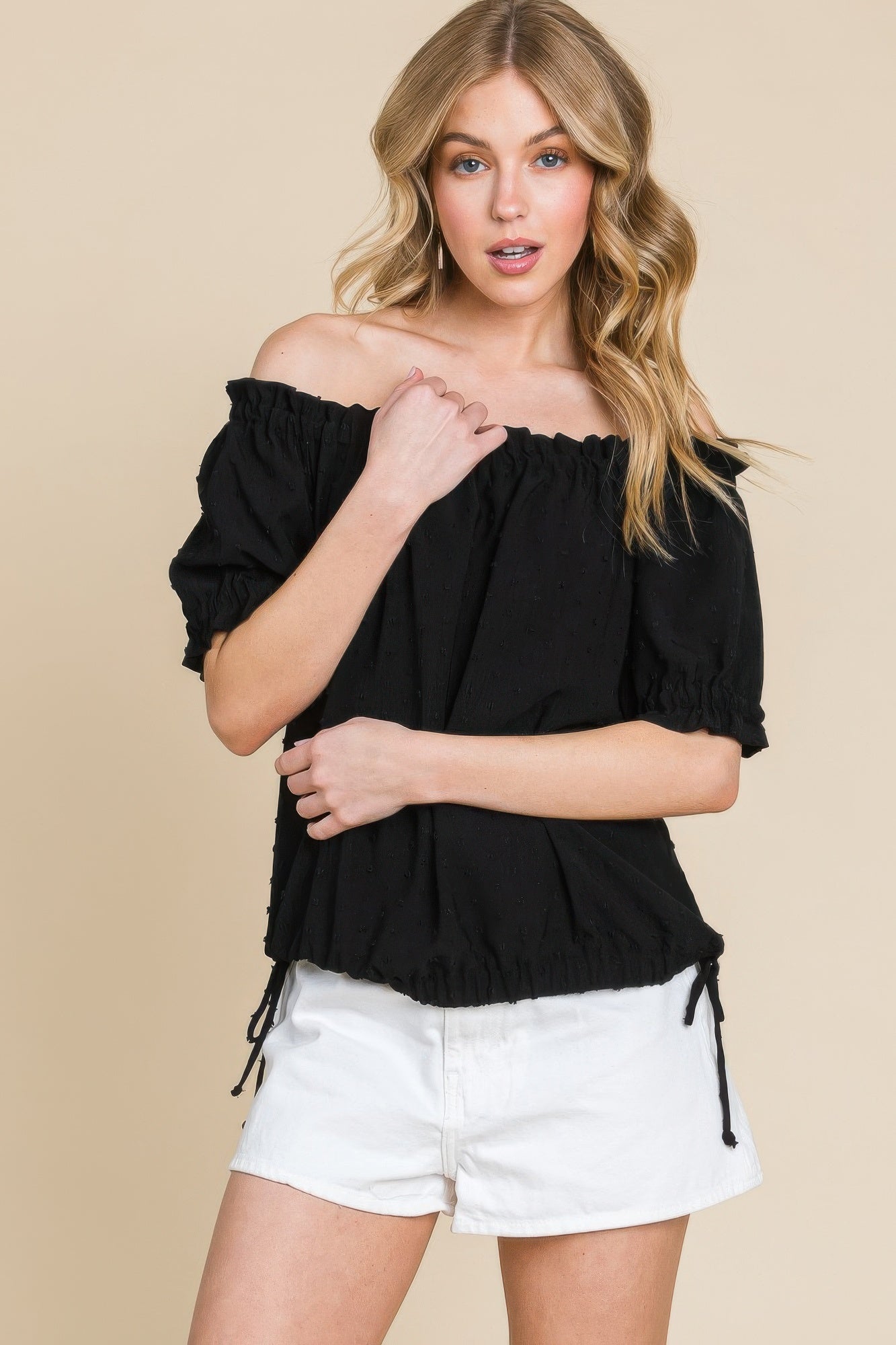 Airflow Dot Off-shoulder Fashion Top - Tigbul's Variety Fashion Shop