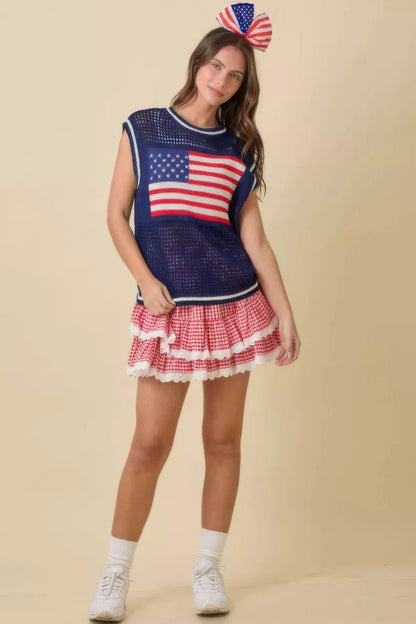 Gingham Ruffle Skort With Eyelet Ruffle - Tigbul's Variety Fashion Shop
