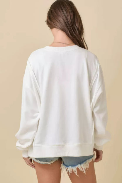 4th Of July Usa Patchwork Crewneck Long Sleeve Top - Tigbul's Variety Fashion Shop