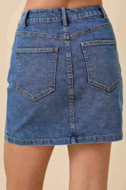 Mini Denim Skirt With All Over Ribbon Bow - Tigbul's Variety Fashion Shop