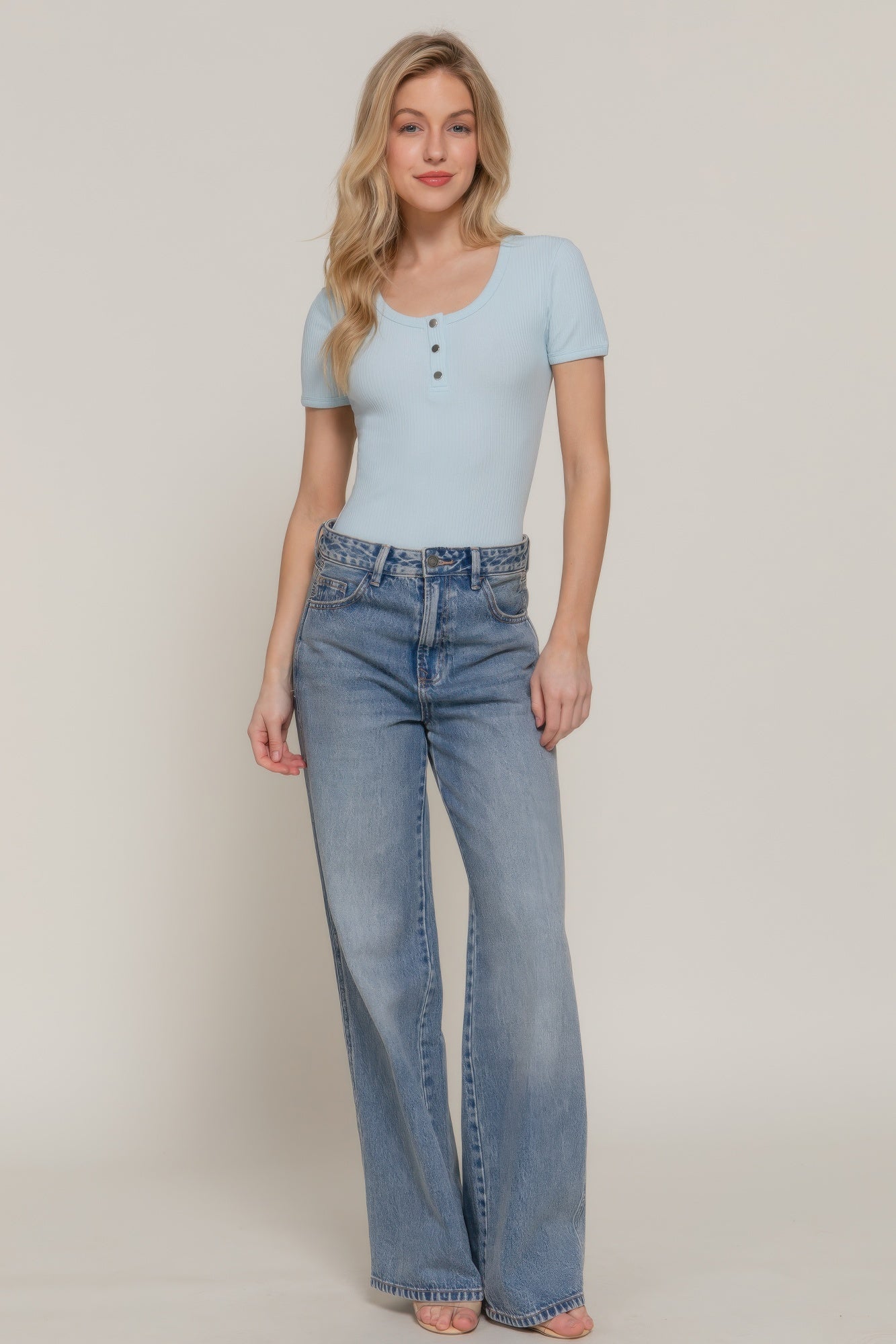 Short Slv Snap Button Rib Bodysuit - Tigbul's Variety Fashion Shop