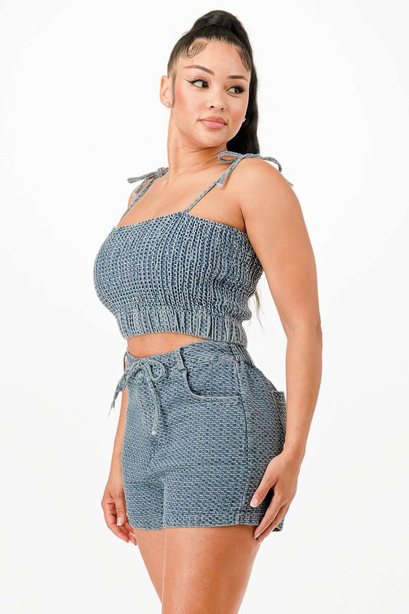 Denim Tank Top And Matching Short Set - Tigbul's Variety Fashion Shop