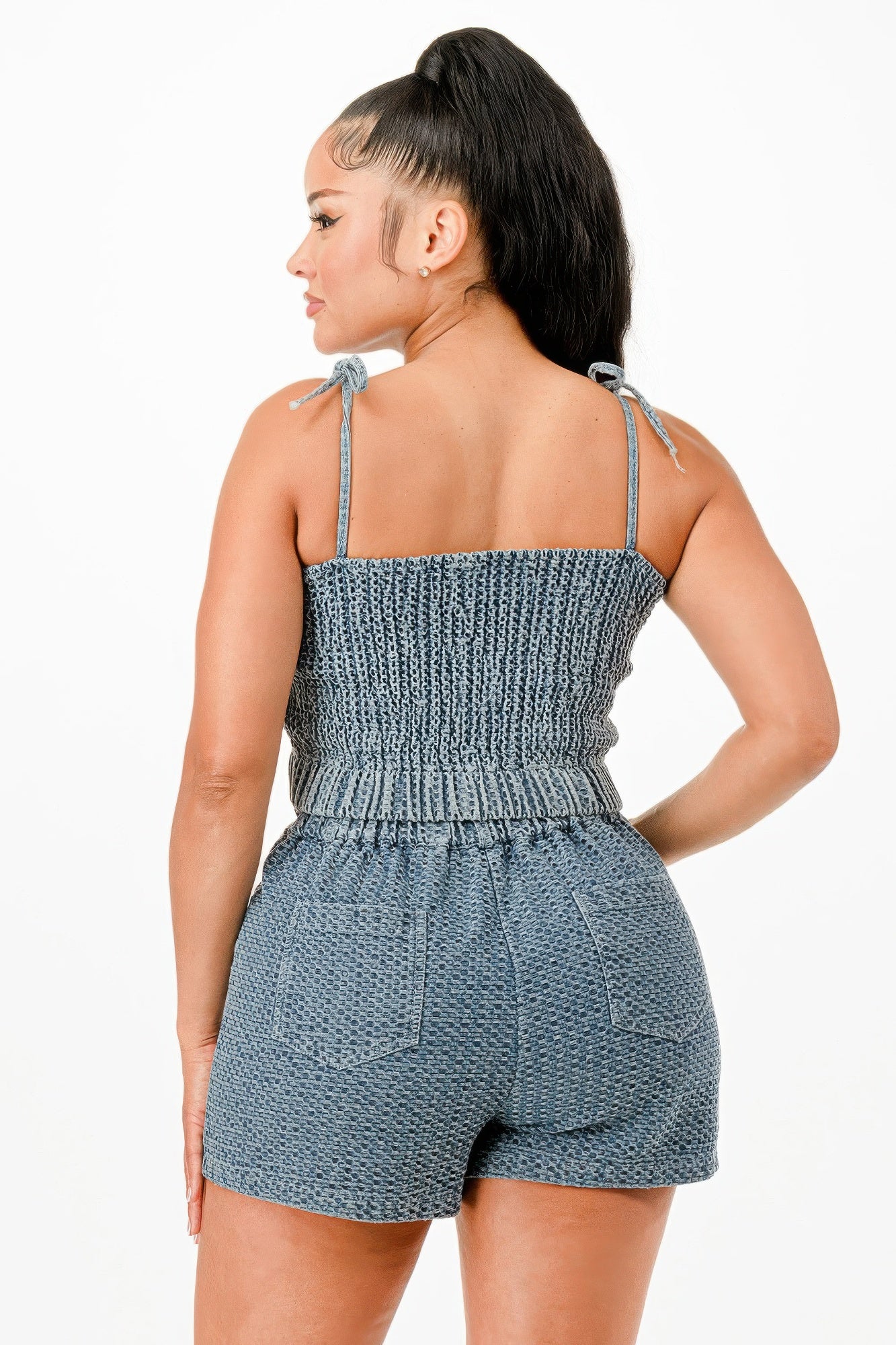 Denim Tank Top And Matching Short Set - Tigbul's Variety Fashion Shop