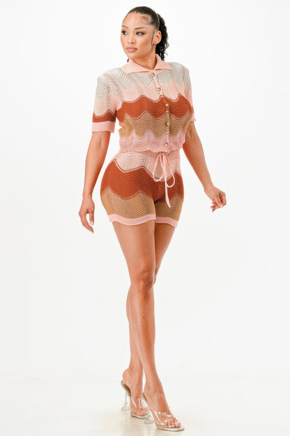 Knit Cardigan Short Set - Tigbul's Variety Fashion Shop