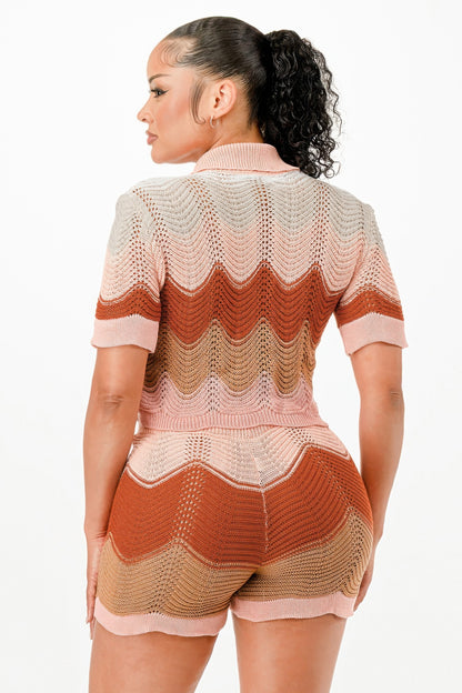 Knit Cardigan Short Set - Tigbul's Variety Fashion Shop