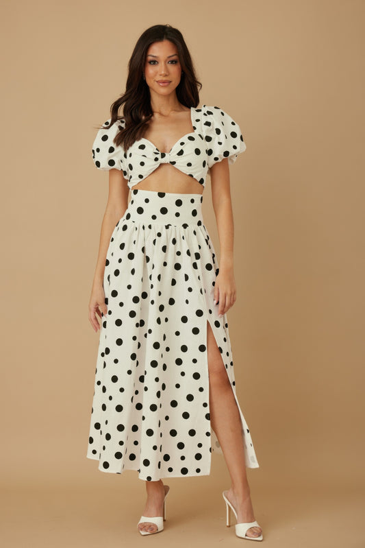 Ribbon Bow Polka Dots Two Piece Sets - Tigbul's Variety Fashion Shop
