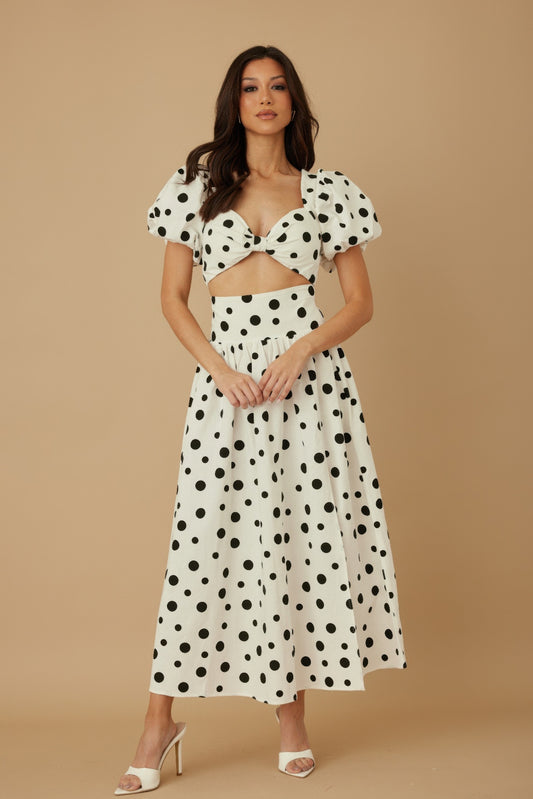 Ribbon Bow Polka Dots Two Piece Sets - Tigbul's Variety Fashion Shop