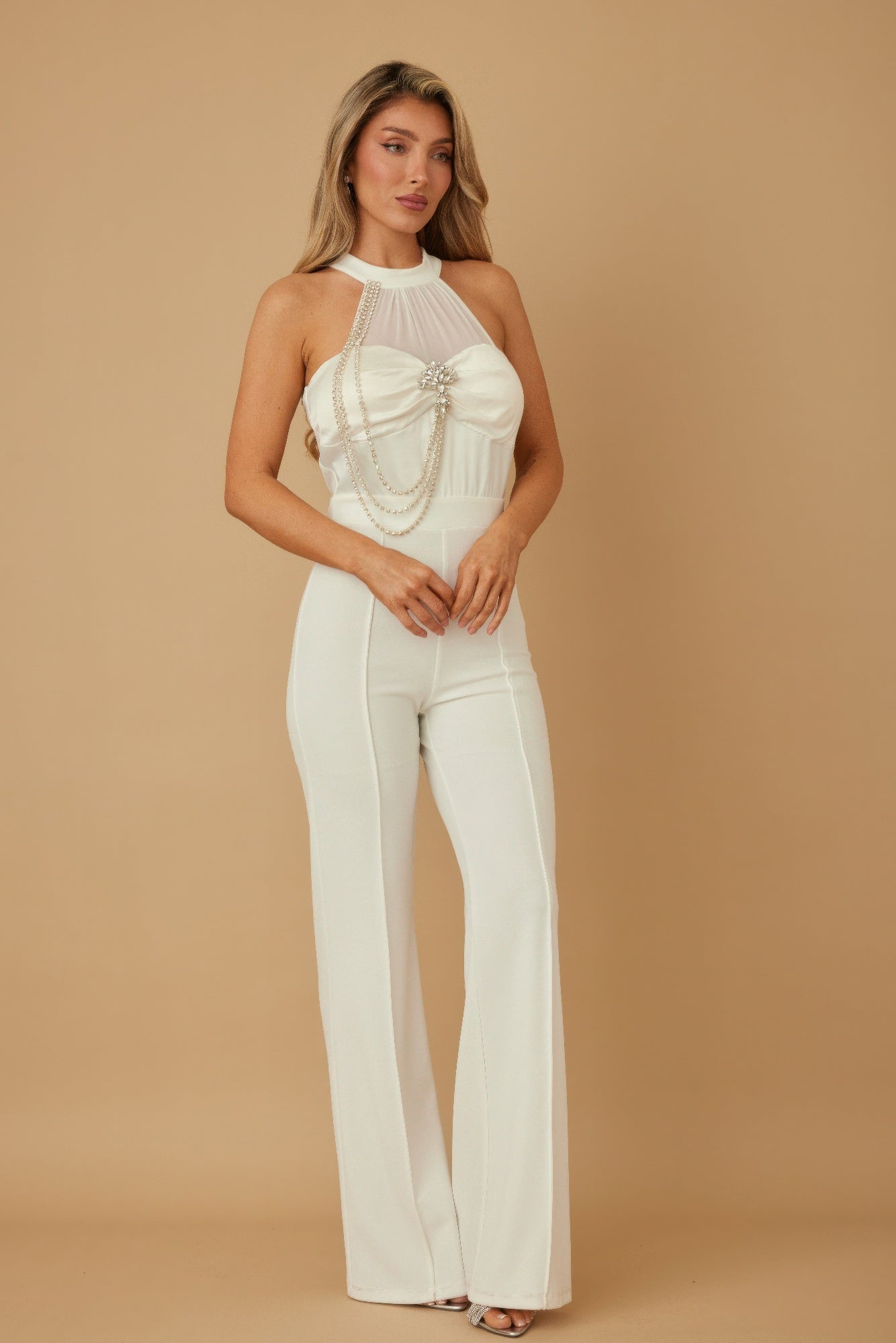 Halter Style Jumpsuit With Drag Chain - Tigbul's Variety Fashion Shop
