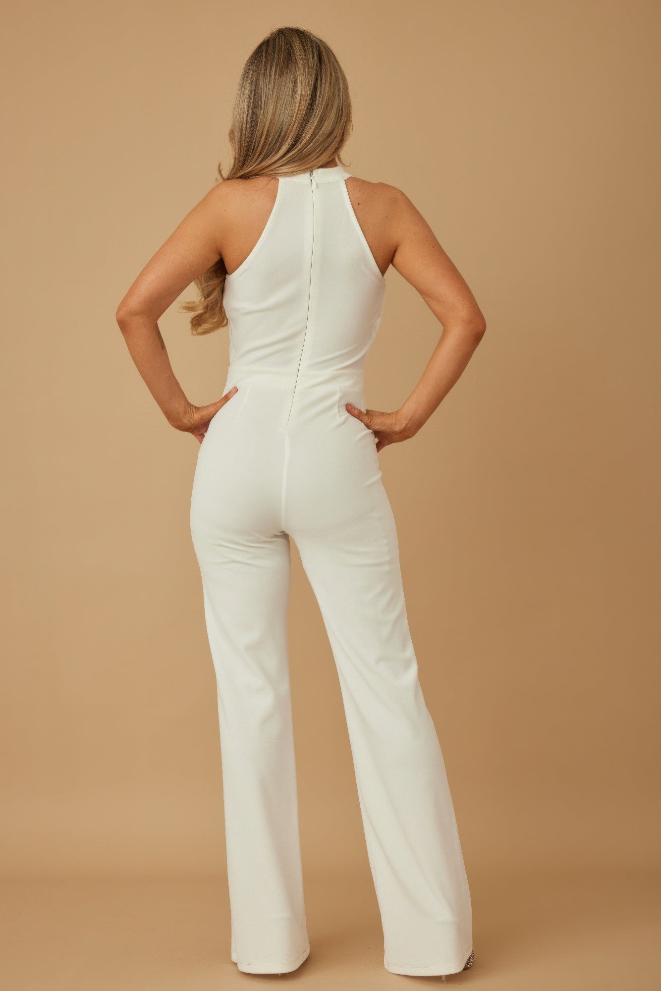 Halter Style Jumpsuit With Drag Chain - Tigbul's Variety Fashion Shop