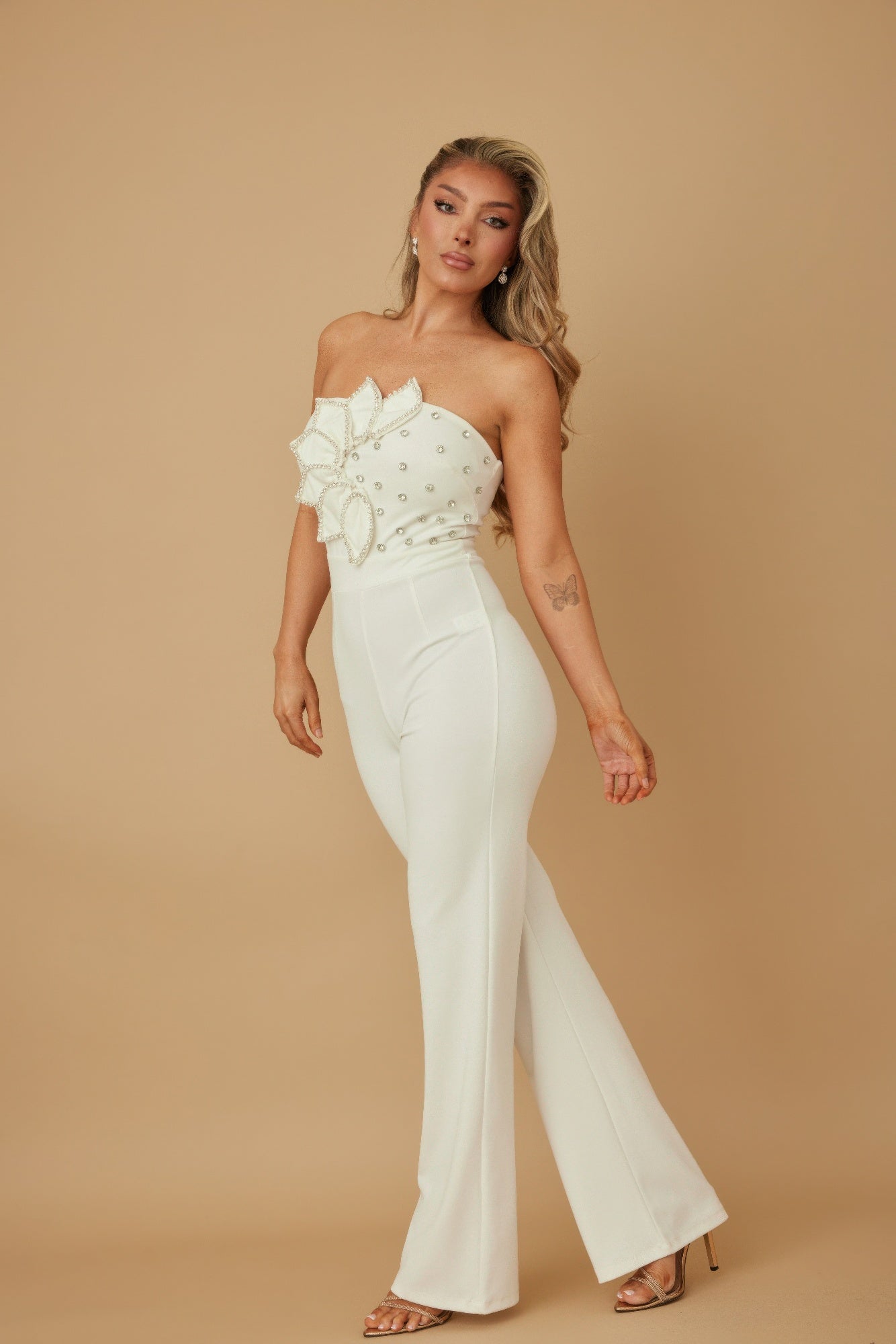 Petal Layer Flap With Rhinestones Jumpsuit - Tigbul's Variety Fashion Shop