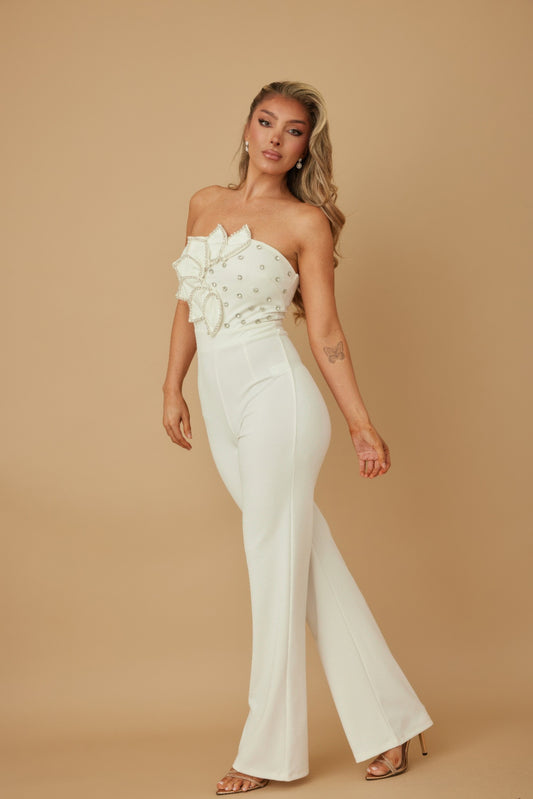 Petal Layer Flap With Rhinestones Jumpsuit - Tigbul's Variety Fashion Shop