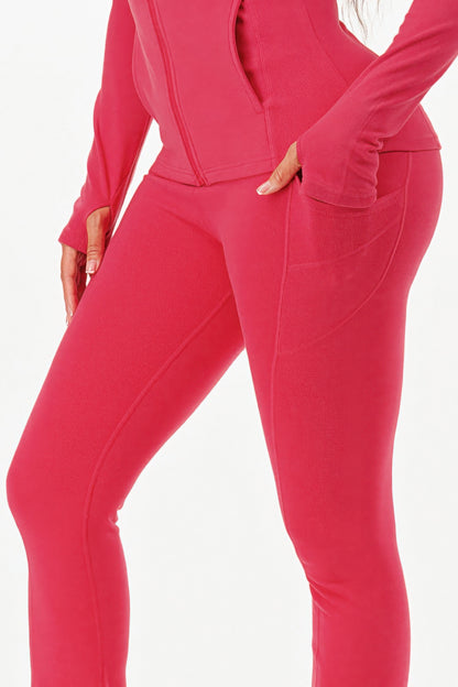 Thermal Active Wear Jacket With Flare Pants Set - Tigbul's Variety Fashion Shop
