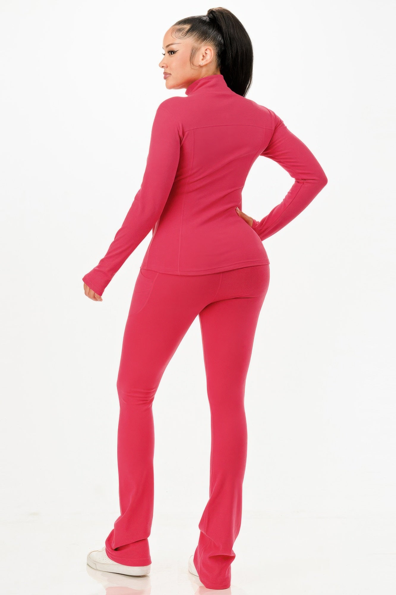 Thermal Active Wear Jacket With Flare Pants Set - Tigbul's Variety Fashion Shop