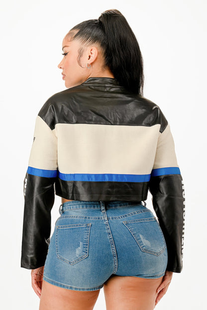 Colorblock Crop Jacket - Tigbul's Variety Fashion Shop