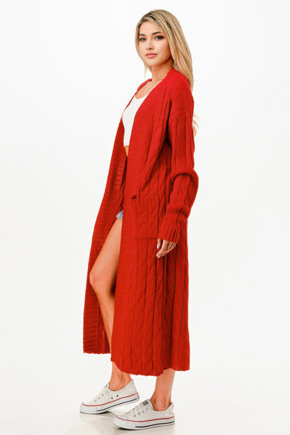 Cable Sweater Long Cardigan - Tigbul's Variety Fashion Shop