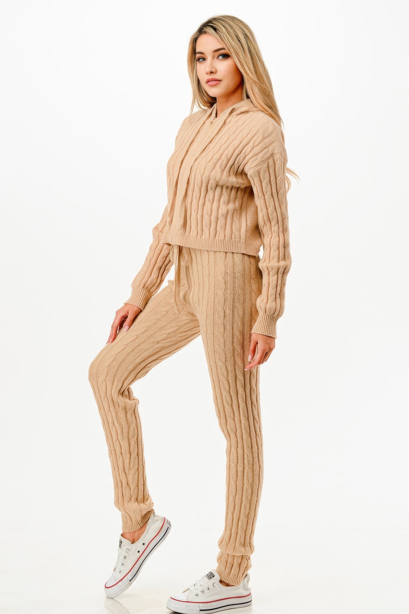 Cable Hoodie Sweater 2pcs Set - Tigbul's Variety Fashion Shop