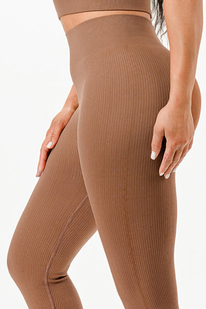 Ribbed Seamless T-shirt And Leggings Set - Tigbul's Variety Fashion Shop