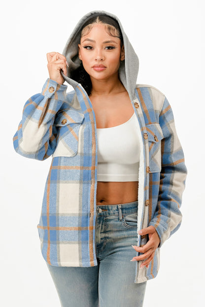 Hooded Plaid Jacket - Tigbul's Variety Fashion Shop