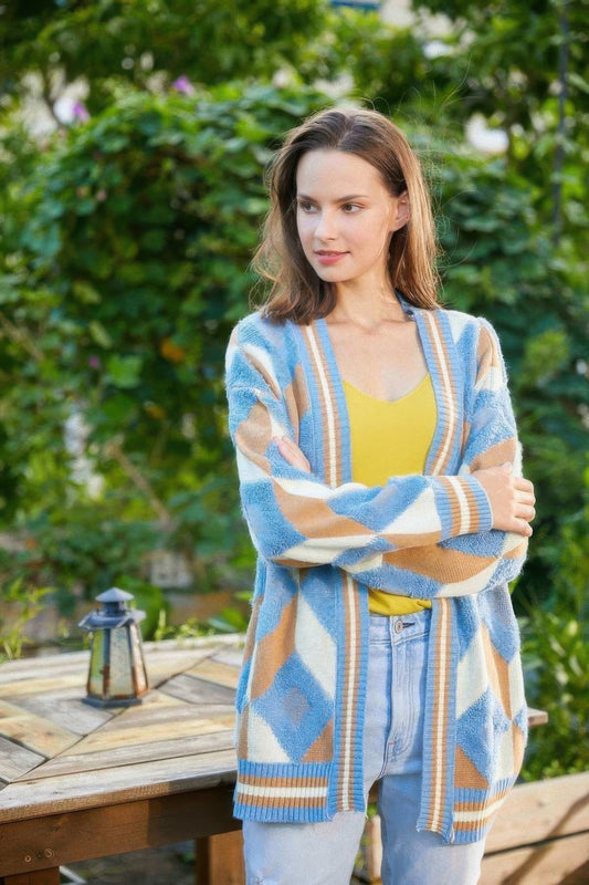 Diamonds Pattern Cardigan - Tigbul's Variety Fashion Shop