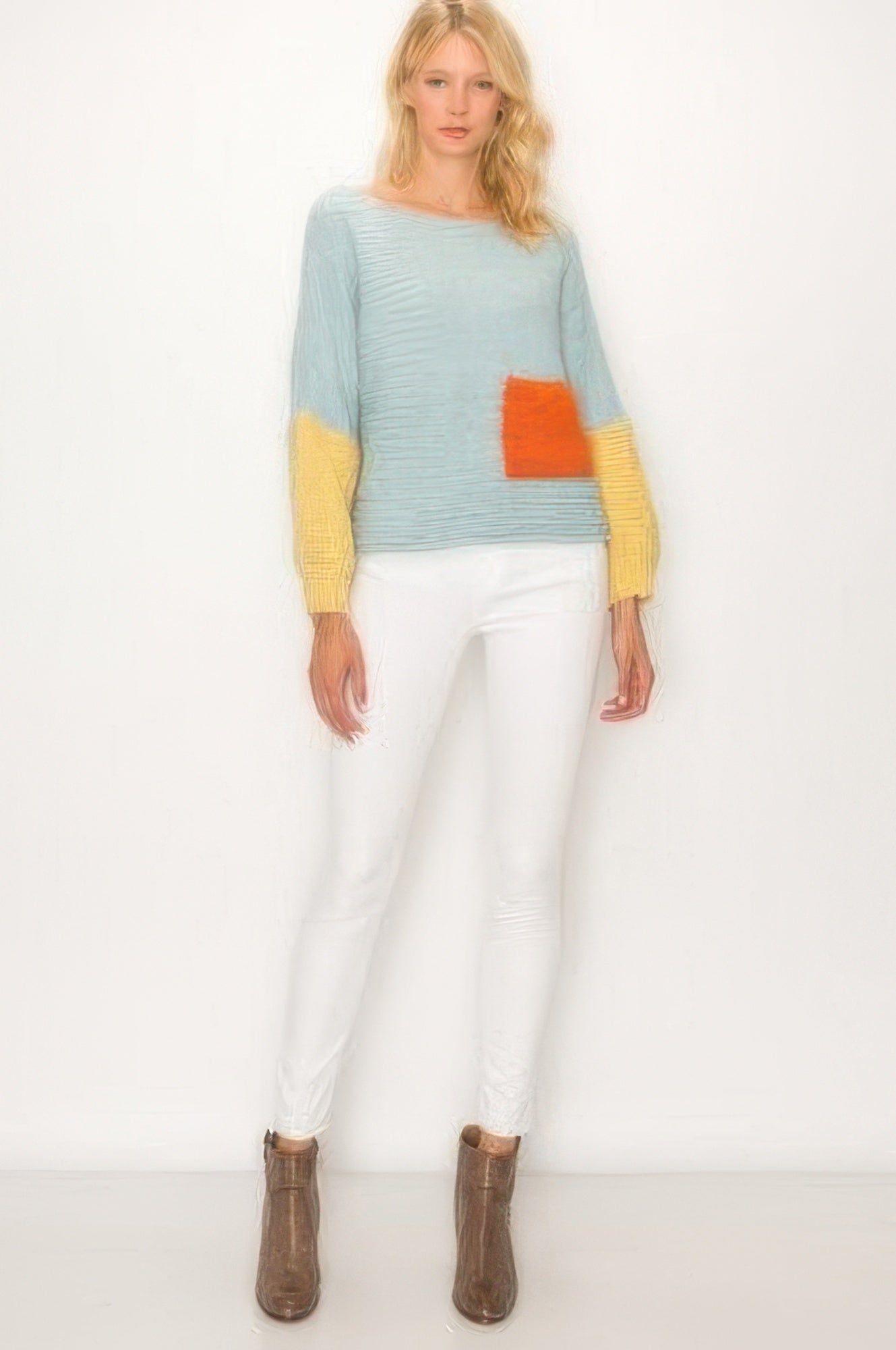 Boat Neckline Color Block Sweater - Tigbul's Variety Fashion Shop