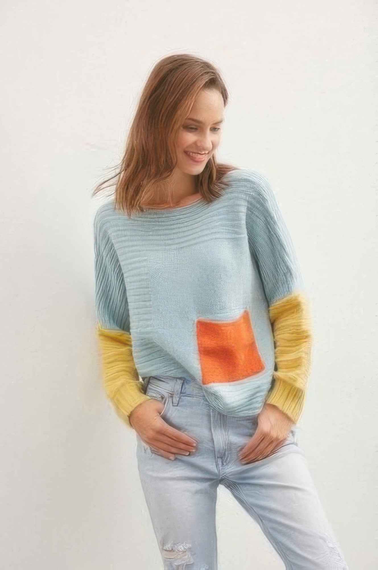 Boat Neckline Color Block Sweater - Tigbul's Variety Fashion Shop