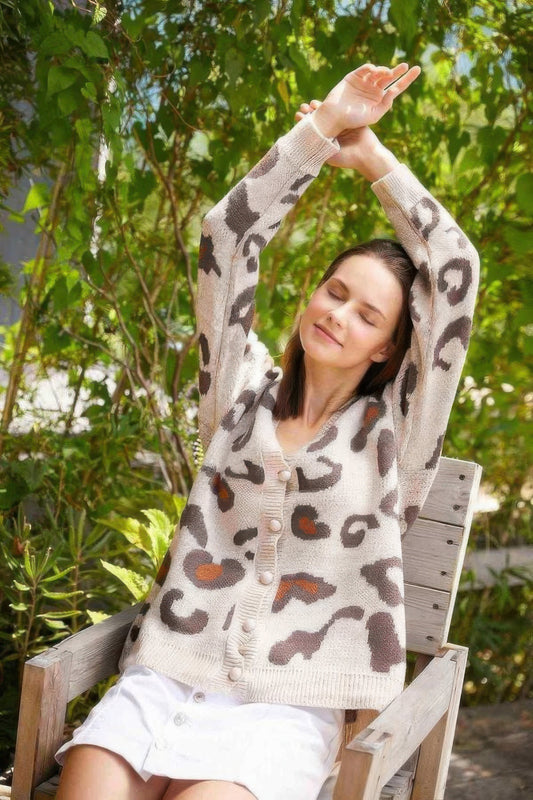 Leopard Button Down Cardigan - Tigbul's Variety Fashion Shop
