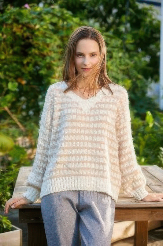 Knit Square Pattern Sweater - Tigbul's Variety Fashion Shop