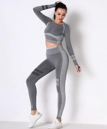 Seamless Long Sleeve Solid Yoga Set - Tigbul's Variety Fashion Shop