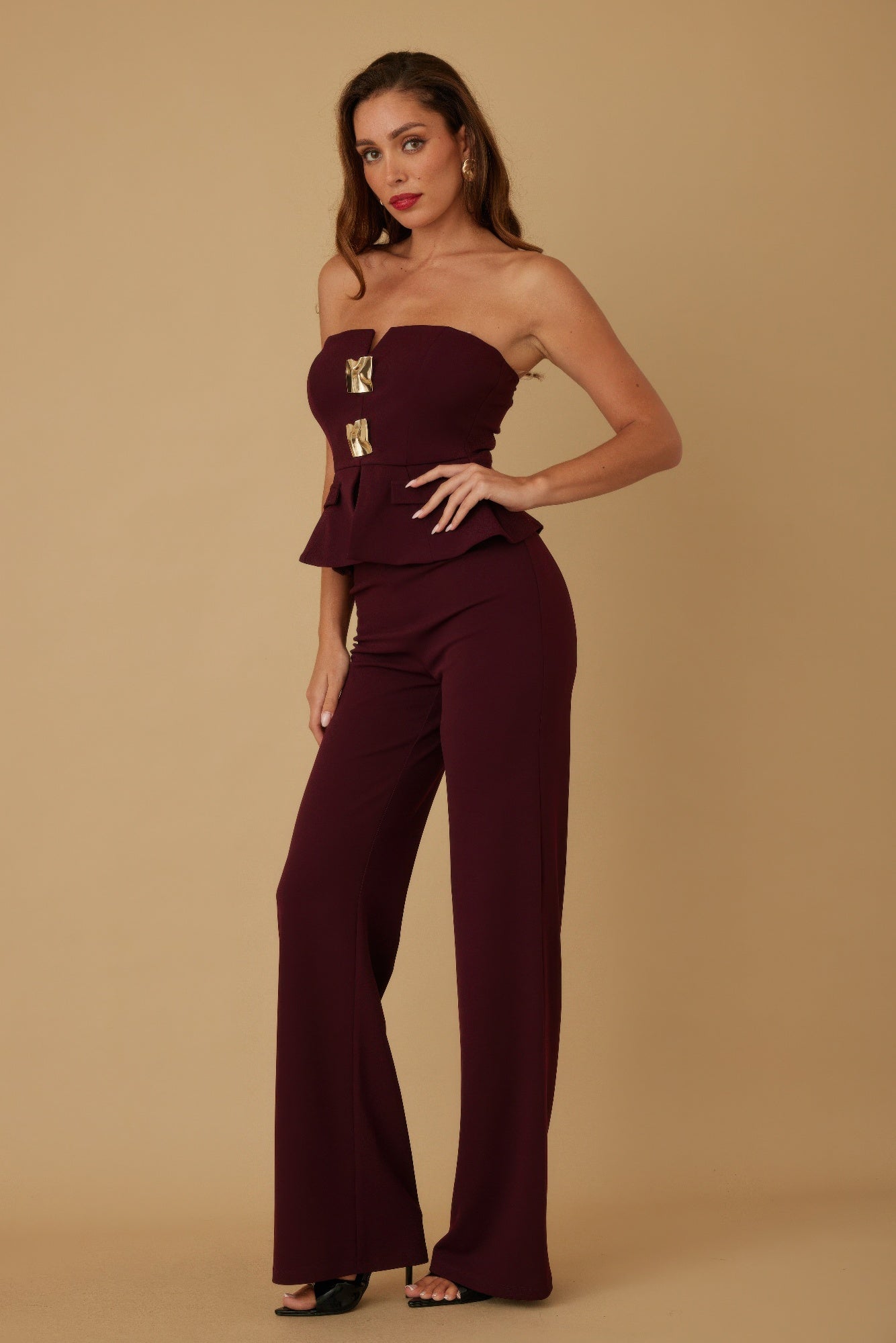 Scrunched Golden Stone Strapless Sets - Tigbul's Variety Fashion Shop