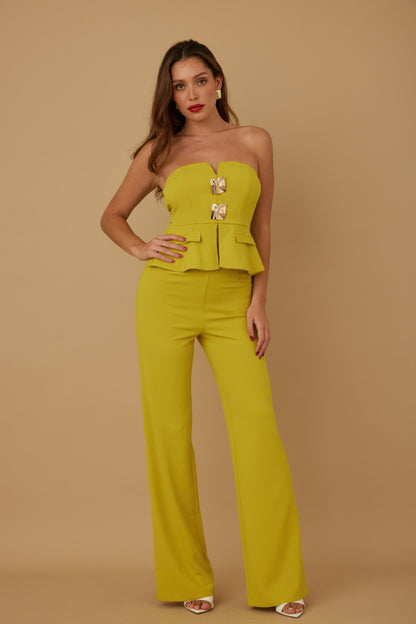 Scrunched Golden Stone Strapless Sets - Tigbul's Variety Fashion Shop