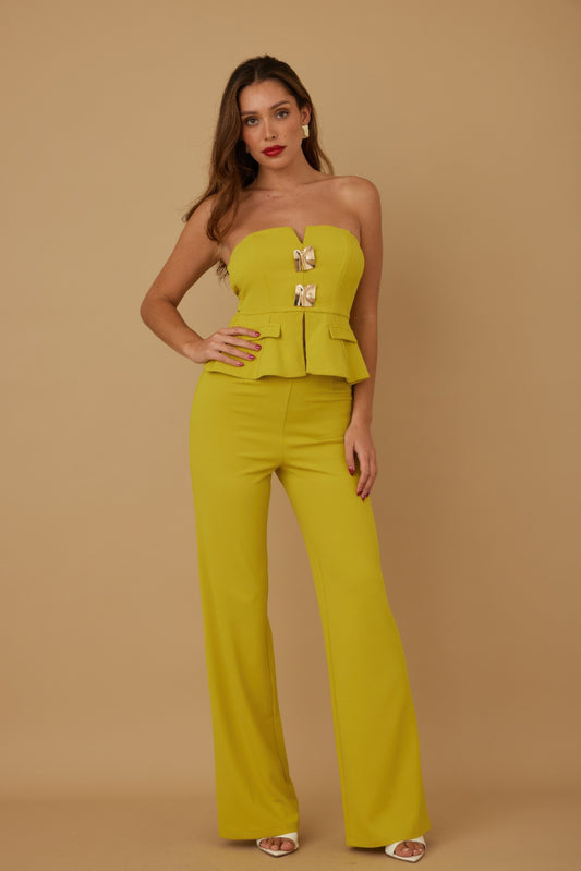 Scrunched Golden Stone Strapless Sets - Tigbul's Variety Fashion Shop