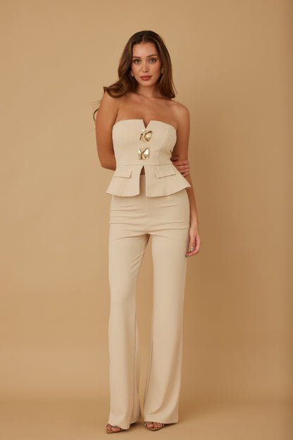 Scrunched Golden Stone Strapless Sets - Tigbul's Variety Fashion Shop