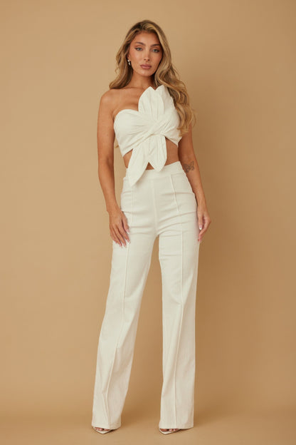 Single Strap Wrap Flower Pant Set - Tigbul's Variety Fashion Shop