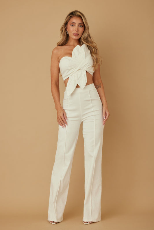 Single Strap Wrap Flower Pant Set - Tigbul's Variety Fashion Shop