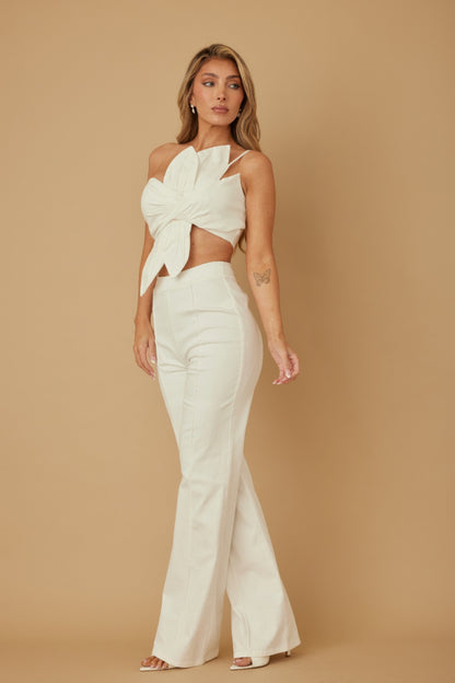 Single Strap Wrap Flower Pant Set - Tigbul's Variety Fashion Shop