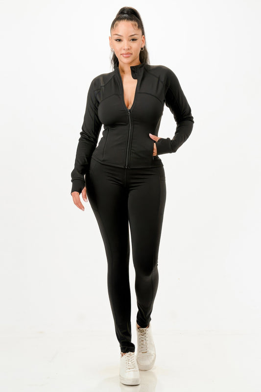 Active Jacket And Legging Set - Tigbul's Variety Fashion Shop