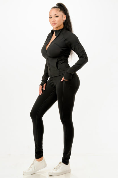 Active Jacket And Legging Set - Tigbul's Variety Fashion Shop