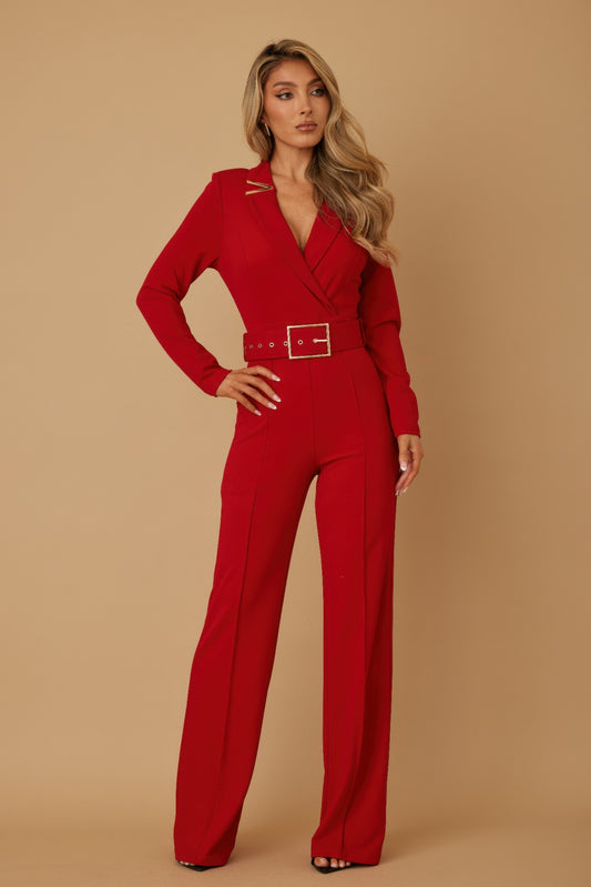 Blazer Suit Long Sleeve Jumpsuit - Tigbul's Variety Fashion Shop
