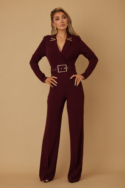 Blazer Suit Long Sleeve Jumpsuit - Tigbul's Variety Fashion Shop