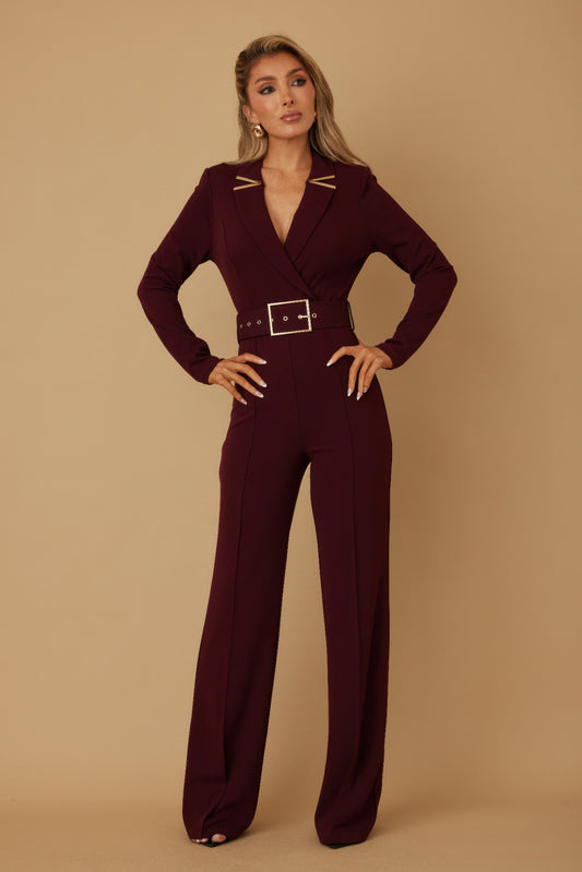 Blazer Suit Long Sleeve Jumpsuit - Tigbul's Variety Fashion Shop