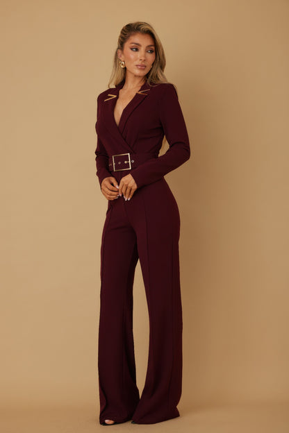 Blazer Suit Long Sleeve Jumpsuit - Tigbul's Variety Fashion Shop