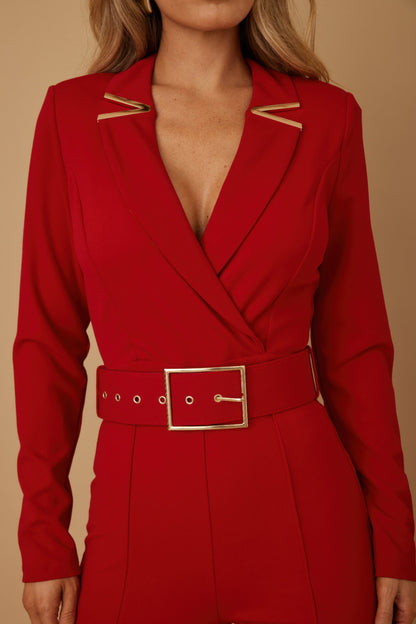 Blazer Suit Long Sleeve Jumpsuit - Tigbul's Variety Fashion Shop