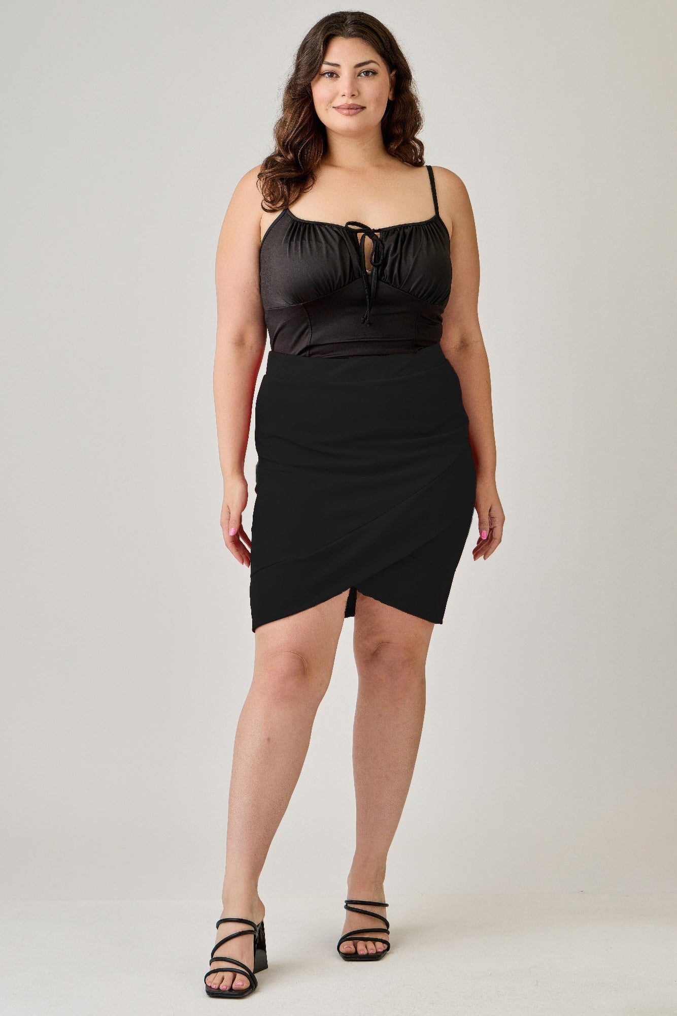 Plus Size Tulip Hem Knit Crepe Skirt - Tigbul's Variety Fashion Shop