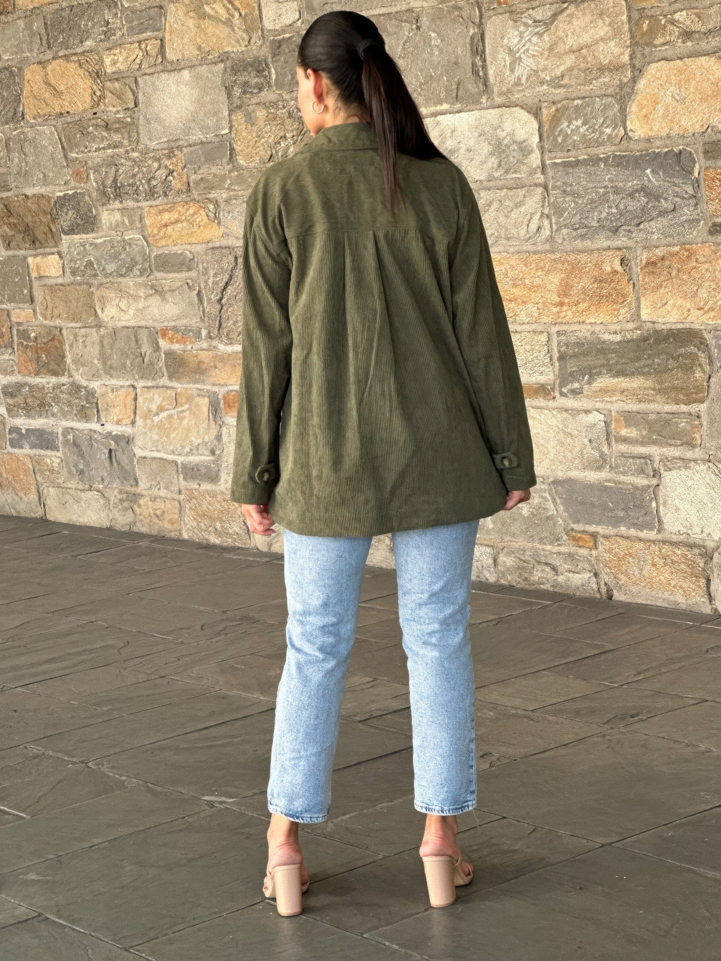 Oversized Corduroy Shacket Button Down Utility - Tigbul's Variety Fashion Shop