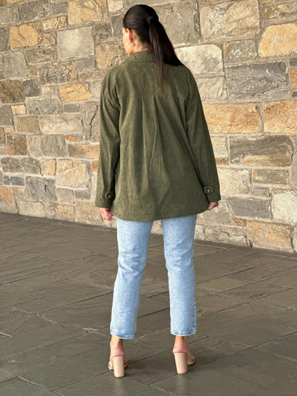 Oversized Corduroy Shacket Button Down Utility - Tigbul's Variety Fashion Shop